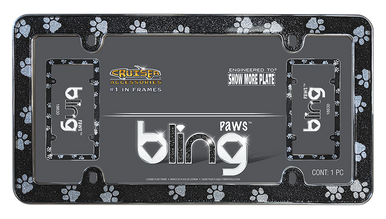 Paws Bling Plate Frame Black/Chrome