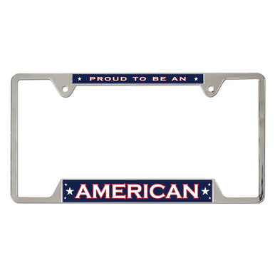 Proud To Be An American Chrome Metal License Plate Frame