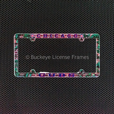 Chicago Cubs Full Color Plastic License Plate Frame W/Brick Background