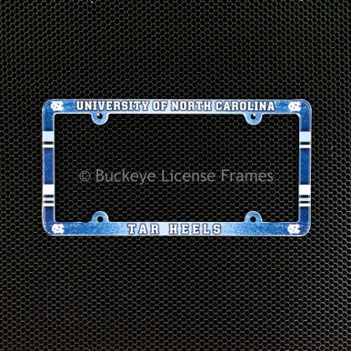 University of North Carolina Tar Heels Full Color Plastic License Plate Frame - UNC Logo In Corners