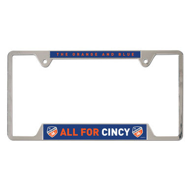 FC Cincinnati ALL FOR CINCI Chrome Metal License Plate Frame