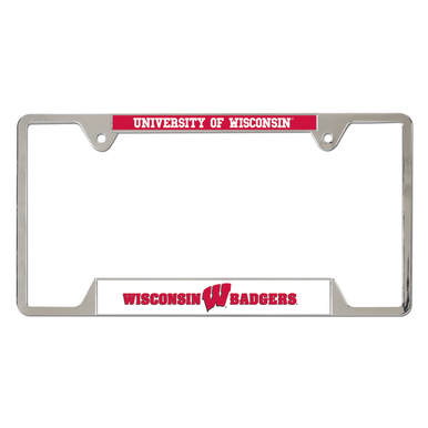 University Of Wisconsin Badgers Chrome License Plate Frame-Metal