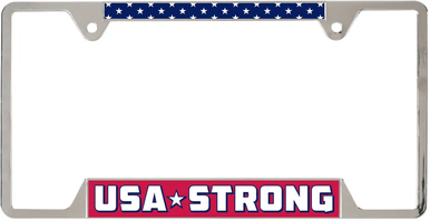 USA Strong Chrome Metal License Plate Frame