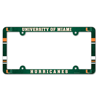 University of Miami Hurricanes Full Color Plastic License Plate Frame