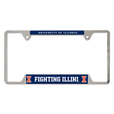 University Of Illinois Fighting Illini Chrome License Plate Frame - Metal