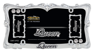 Chrome / Clear Queen Plate Frame w/caps