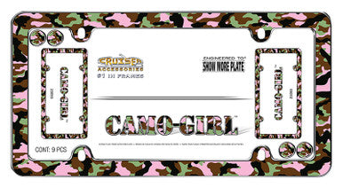 Camo-Girl Chrome w/caps Plate Frame