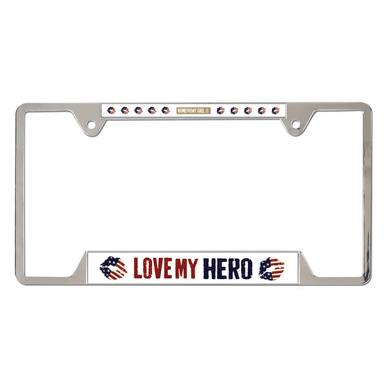 Love My Hero Chrome Metal License Plate Frame