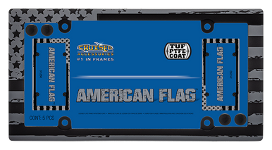 Matte Black American Flag Plate Frame, w/caps