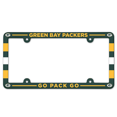 Green Bay Packers Go Pack Go Full Color Plastic License Plate Frame