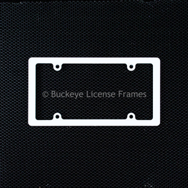 Blank Thin Rim White Plastic License Plate Frame