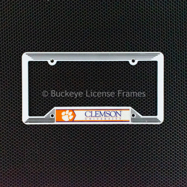 Clemson University White Plastic License Plate Frame