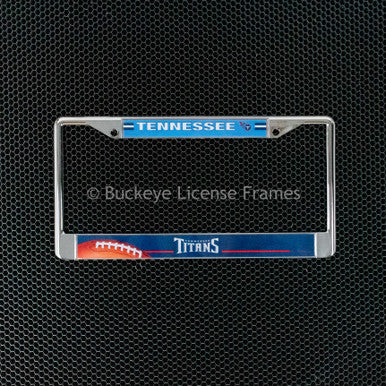 Tennessee Titans Chrome License Plate Frame - Football in Lower Left Corner - Metal