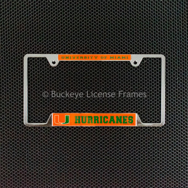 University Of Miami Hurricanes Chrome License Plate Frame - Metal