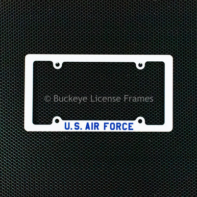 United States Air Force Screen Printed White Plastic License Plate Frame - Military