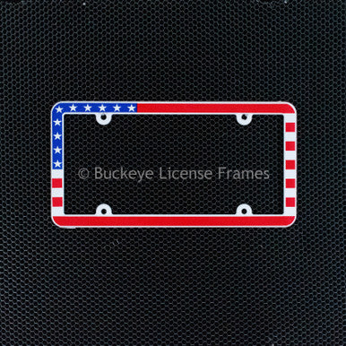 USA Flag Screen Printed Plastic License Plate Frame