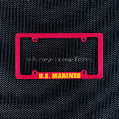 United States Marines Screen Printed Red Plastic License Plate Frame - Military